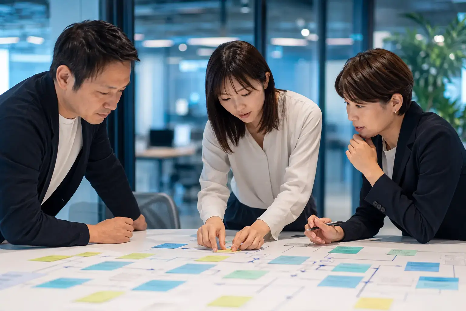 Operations staff mapping a business workflow for automation
