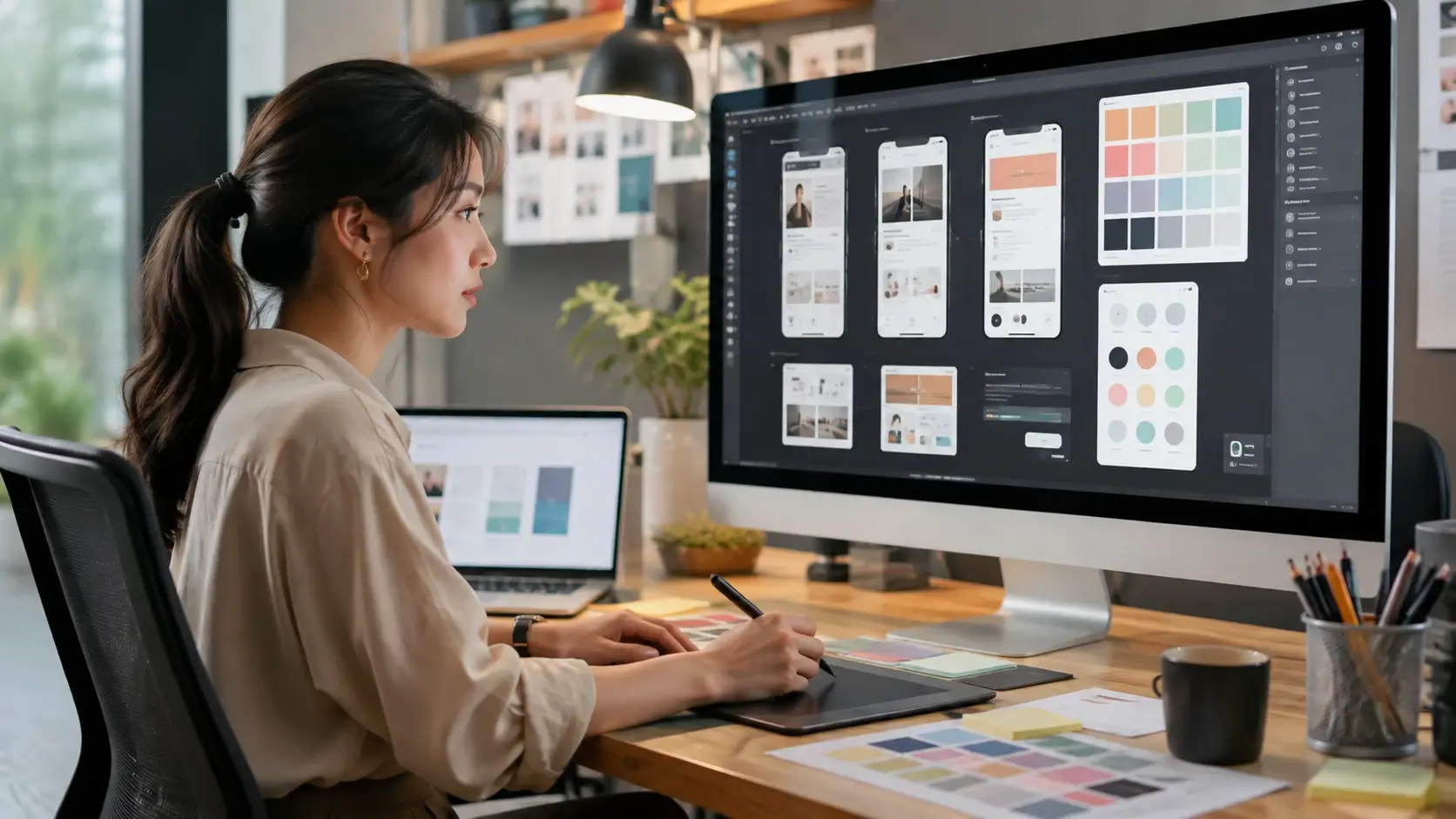Japanese digital designer working on UI and visual design assets