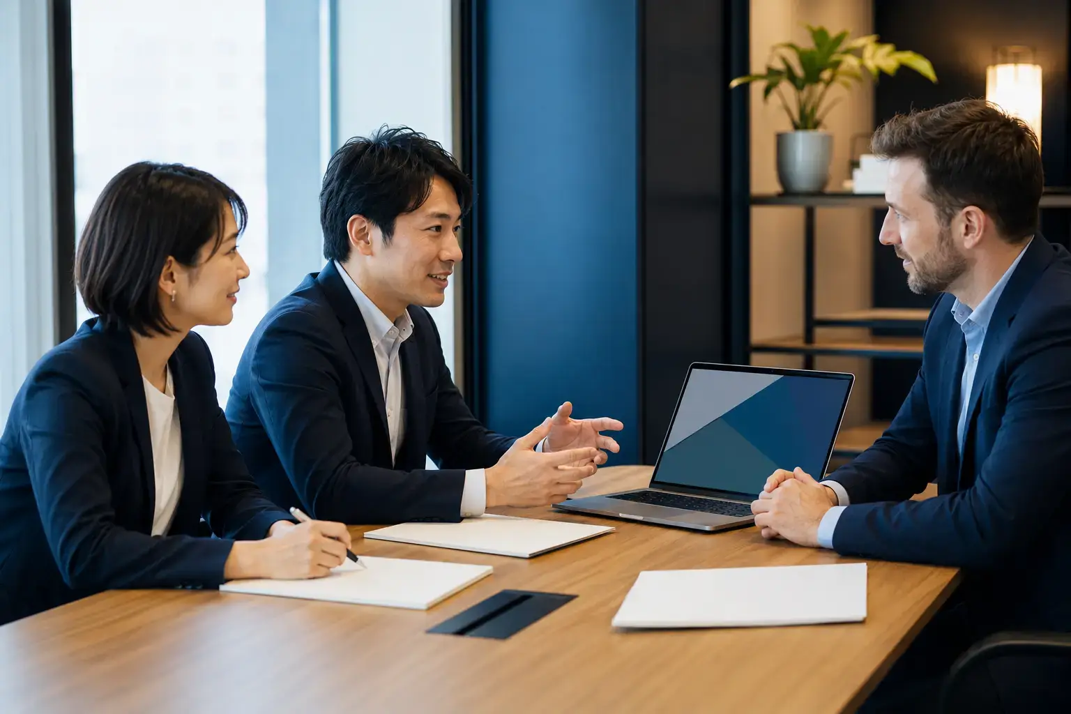 Technology consultants discussing a digital strategy with a client