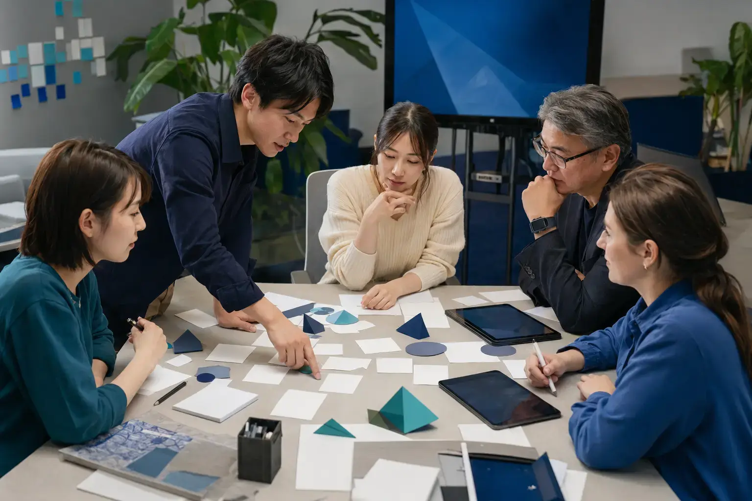 Cross-functional product team exploring ideas during a design sprint