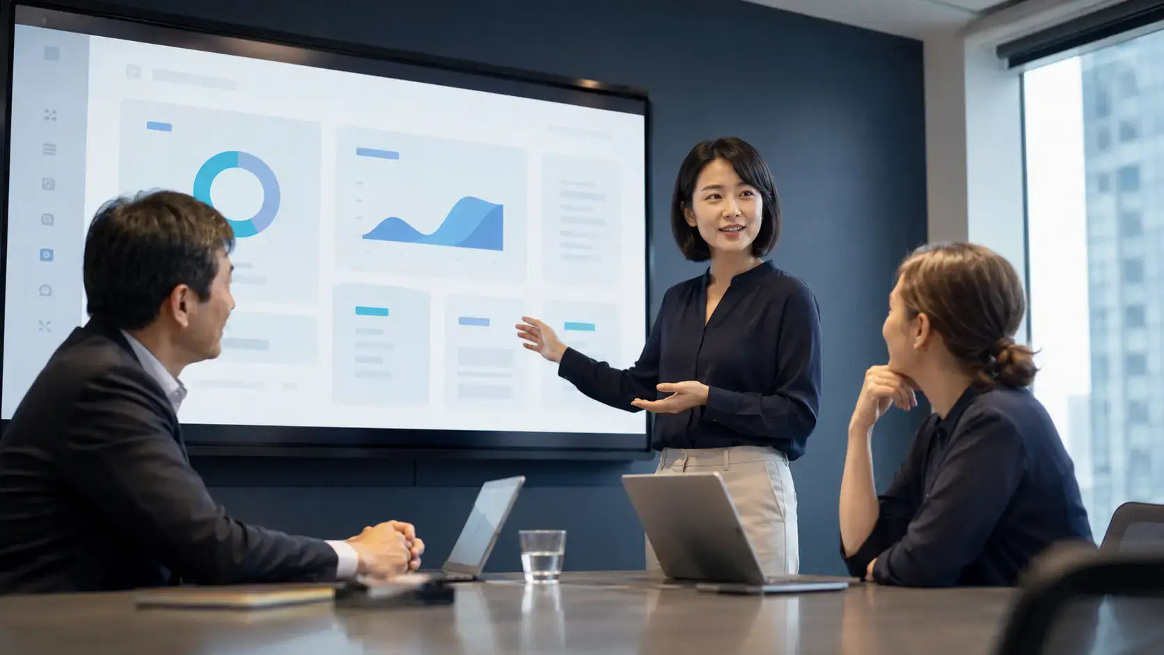 Product manager demonstrating business software to stakeholders